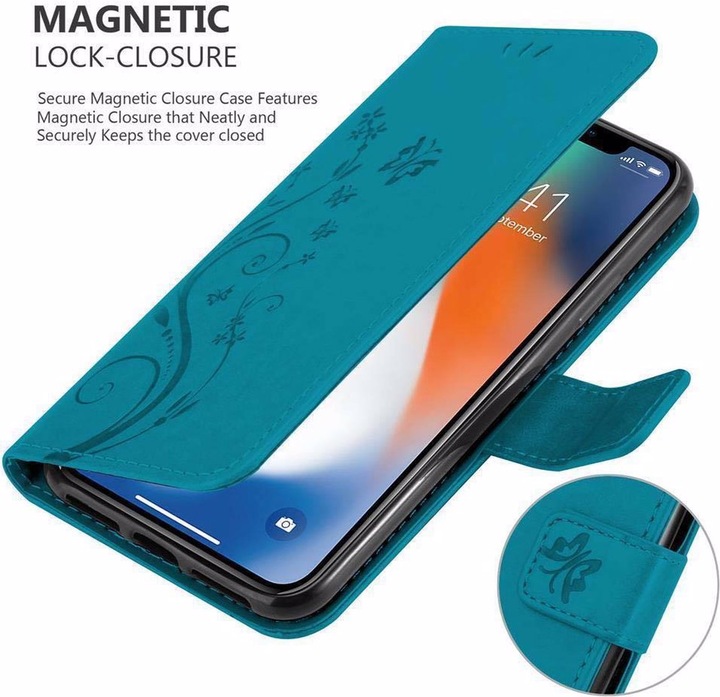 Produktbild Cadorabo Flower Book Cover (Apple iPhone XS, Apple iPhone X)