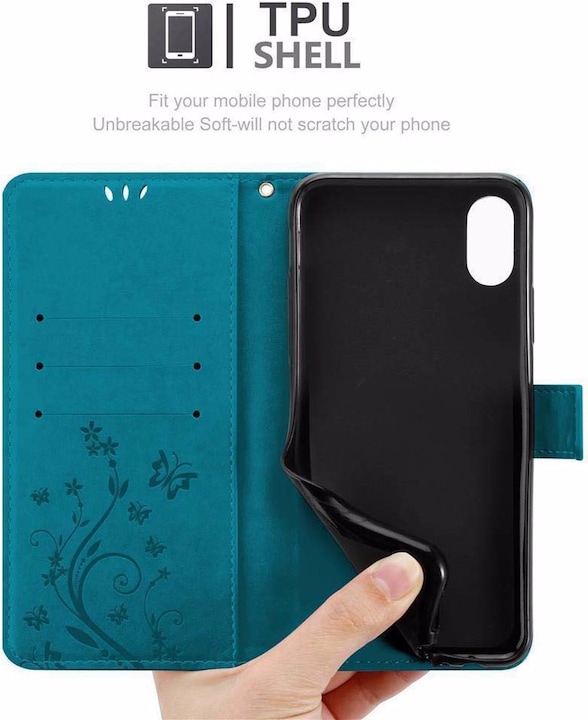 Produktbild Cadorabo Flower Book Cover (Apple iPhone XS, Apple iPhone X)