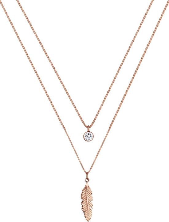 Produktbild Elli Boho, Feder, Layer, Solitär-Kette (925er Silber, Glaskristall, 45 cm)