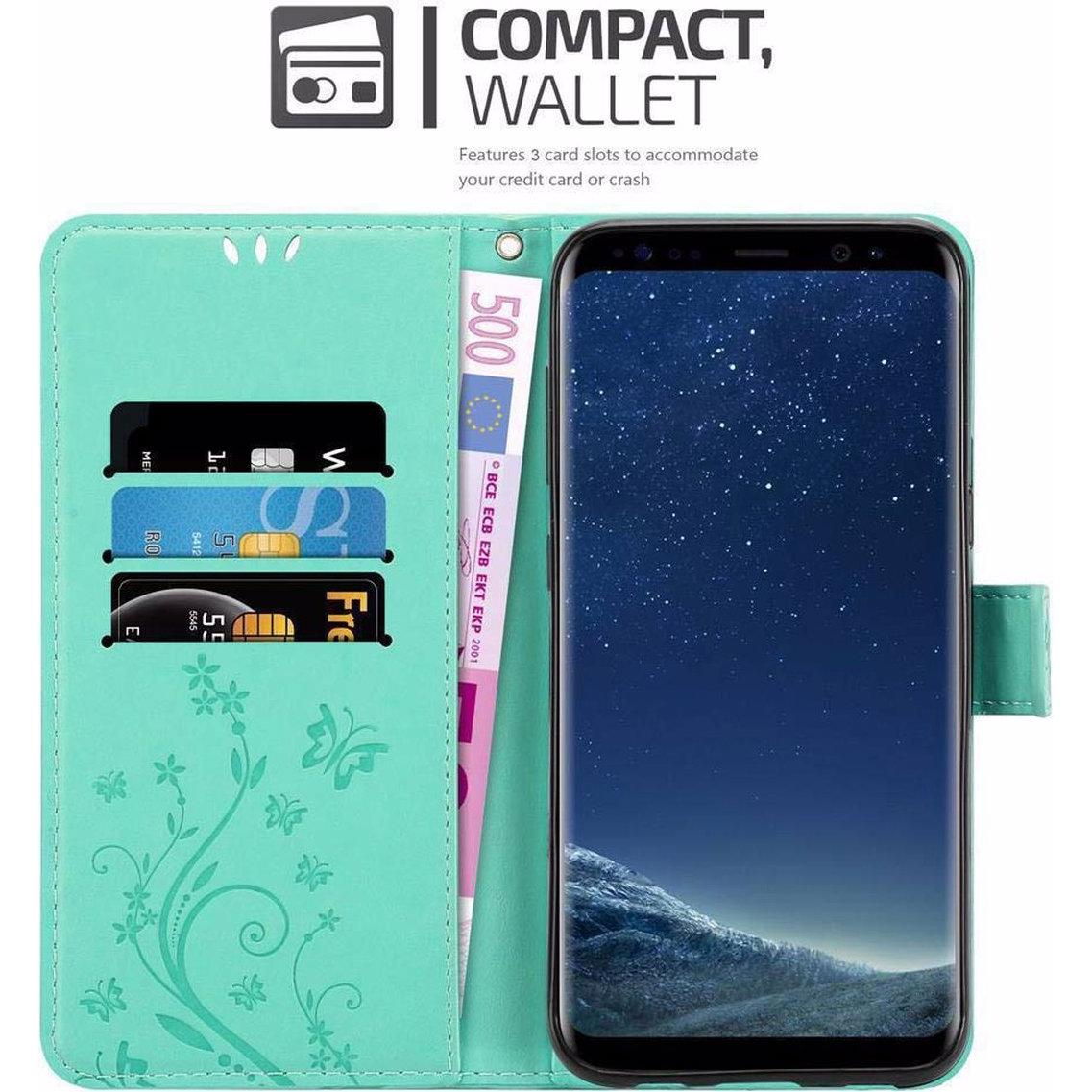 Thumbnail - Cadorabo Flower Book Cover (Samsung Galaxy S8+), Smartphone Hülle, Türkis