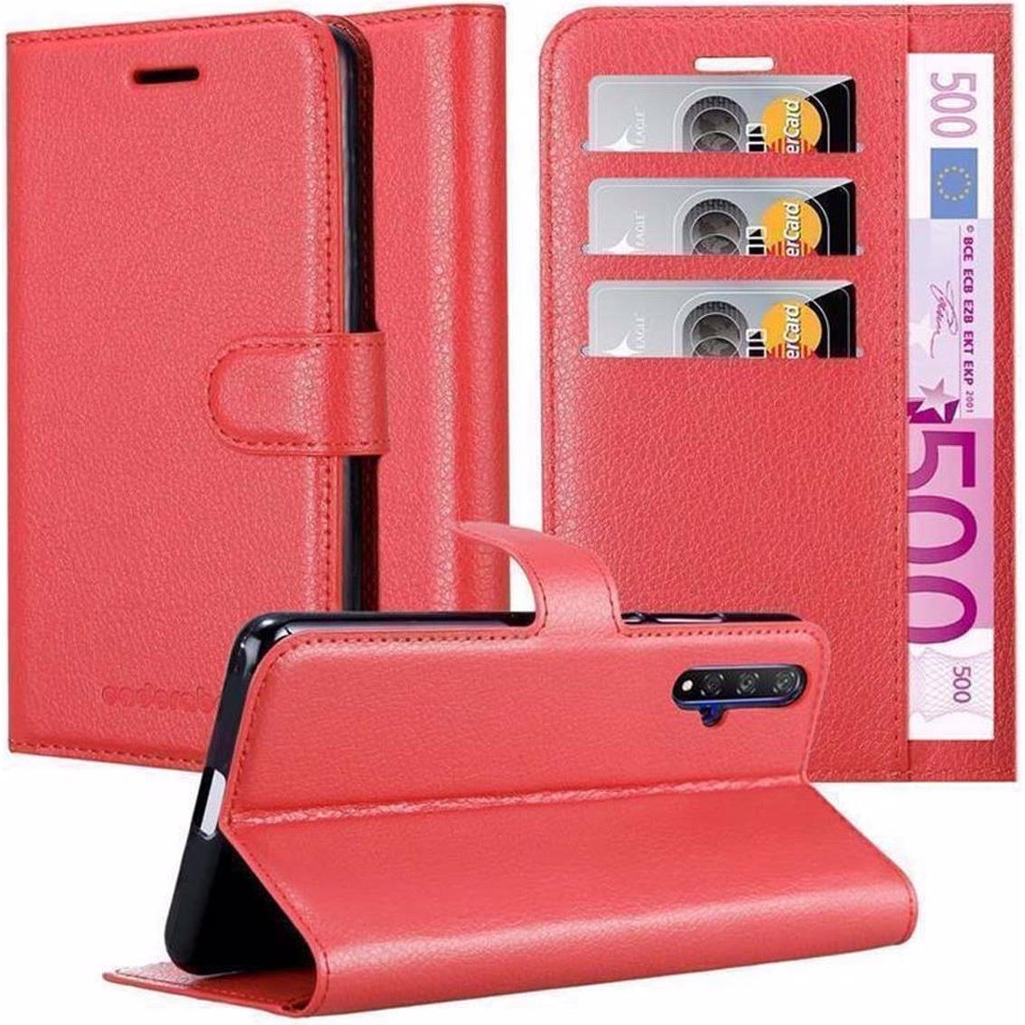 Cadorabo Book mit Standfunktion Cover (Huawei Nova 5T), Smartphone Hülle, Rot