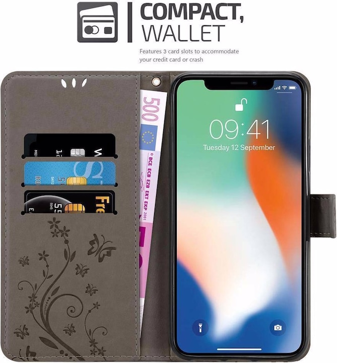Produktbild Cadorabo Flower Book Cover (Apple iPhone XS, Apple iPhone X)