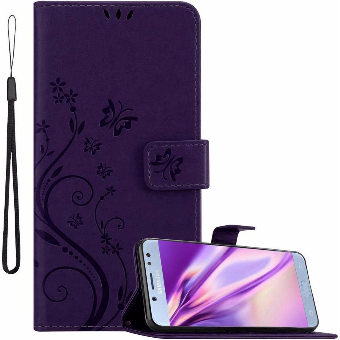 Cadorabo Flower Book Cover (Samsung Galaxy J5 (2017)), Smartphone Hülle, Violett