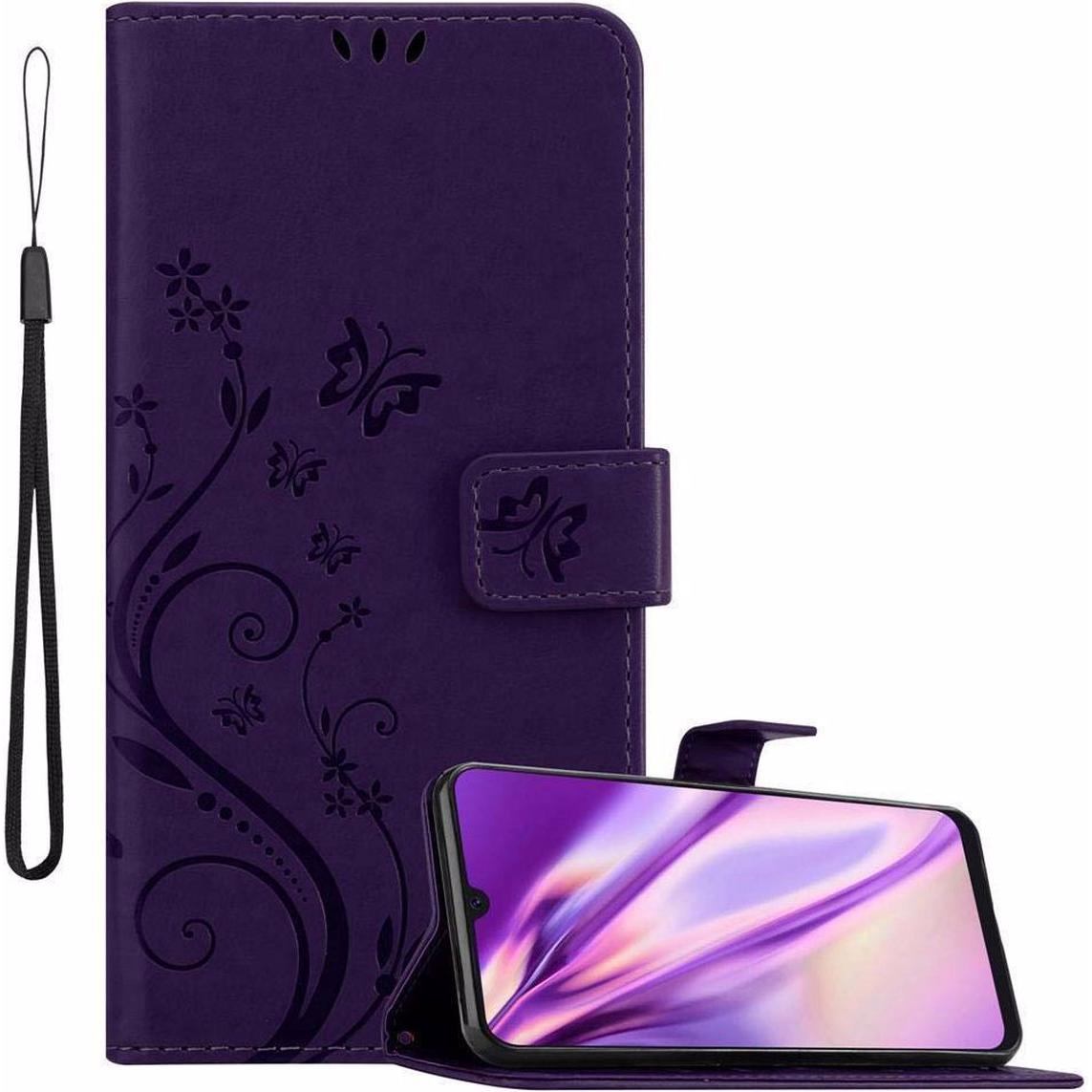Cadorabo Flower Book Cover (Samsung Galaxy A50), Smartphone Hülle, Violett