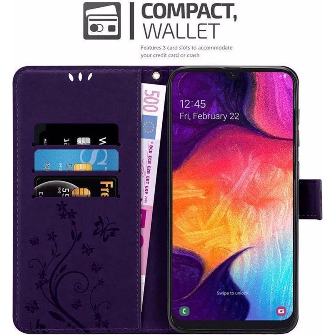 Thumbnail - Cadorabo Flower Book Cover (Samsung Galaxy A50), Smartphone Hülle, Violett