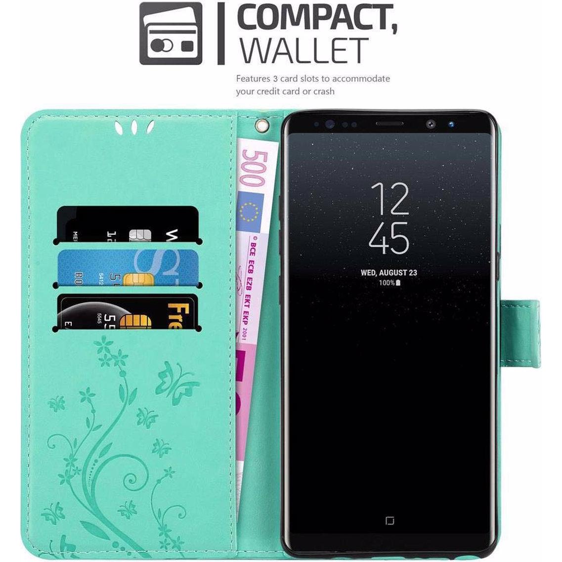 Thumbnail - Cadorabo Flower Book Cover (Samsung Galaxy Note 8), Smartphone Hülle, Türkis