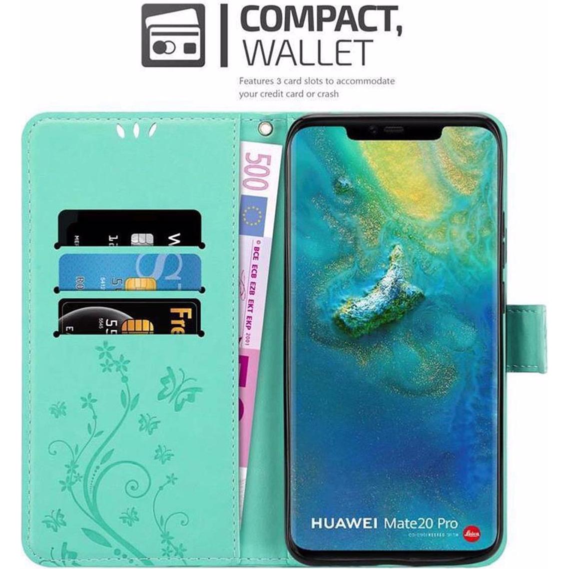 Thumbnail - Cadorabo Flower Book Cover (Huawei Mate 20 Pro), Smartphone Hülle, Türkis