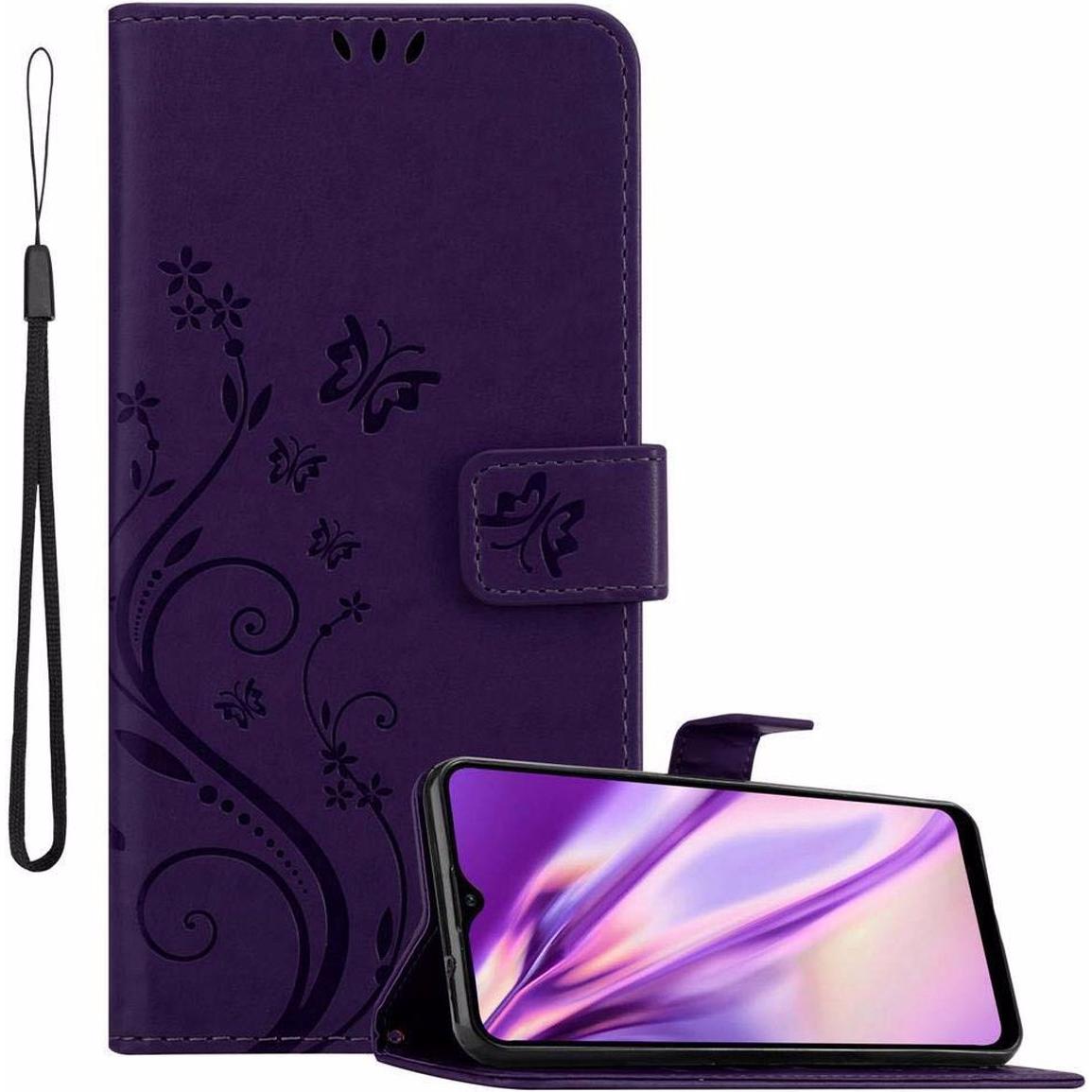 Cadorabo Flower Book Cover (Samsung Galaxy A20s), Smartphone Hülle, Violett