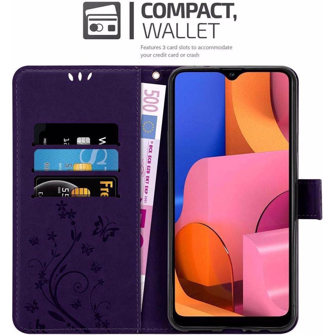 Thumbnail - Cadorabo Flower Book Cover (Samsung Galaxy A20s), Smartphone Hülle, Violett