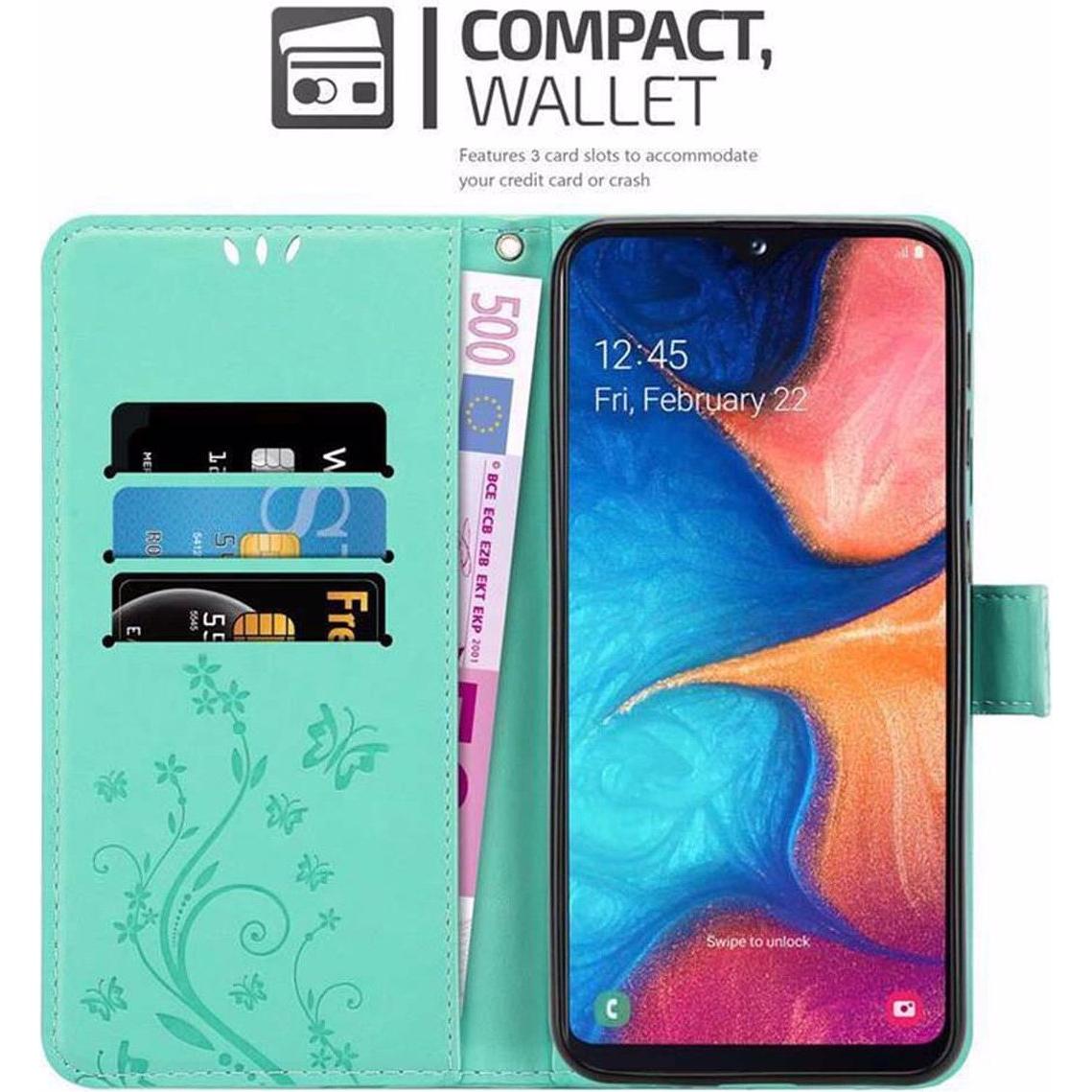 Thumbnail - Cadorabo Flower Book Cover (Samsung Galaxy A10e), Smartphone Hülle, Türkis