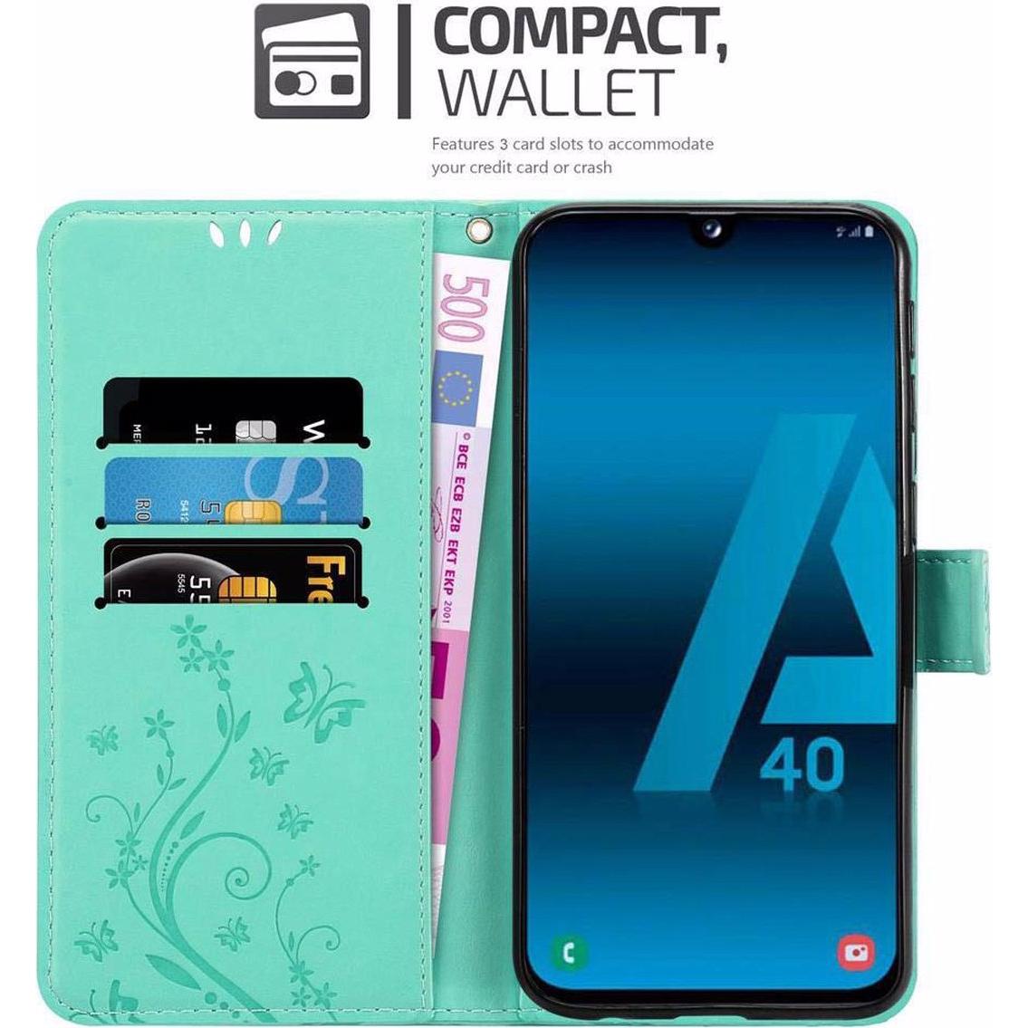 Thumbnail - Cadorabo Flower Book Cover (Samsung Galaxy A40), Smartphone Hülle, Türkis