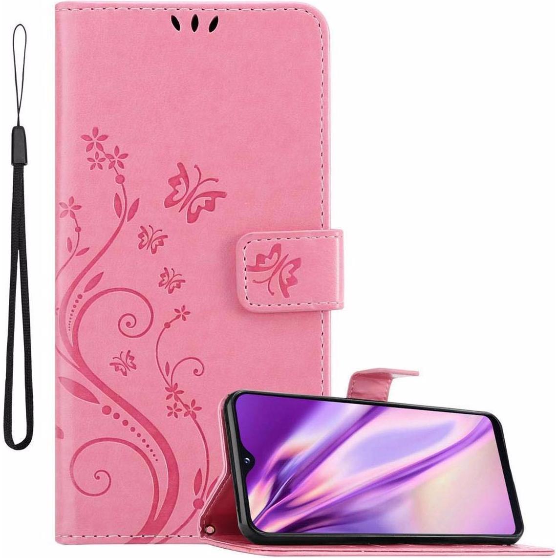 Cadorabo Flower Book Cover (Samsung Galaxy A10e), Smartphone Hülle, Rosa