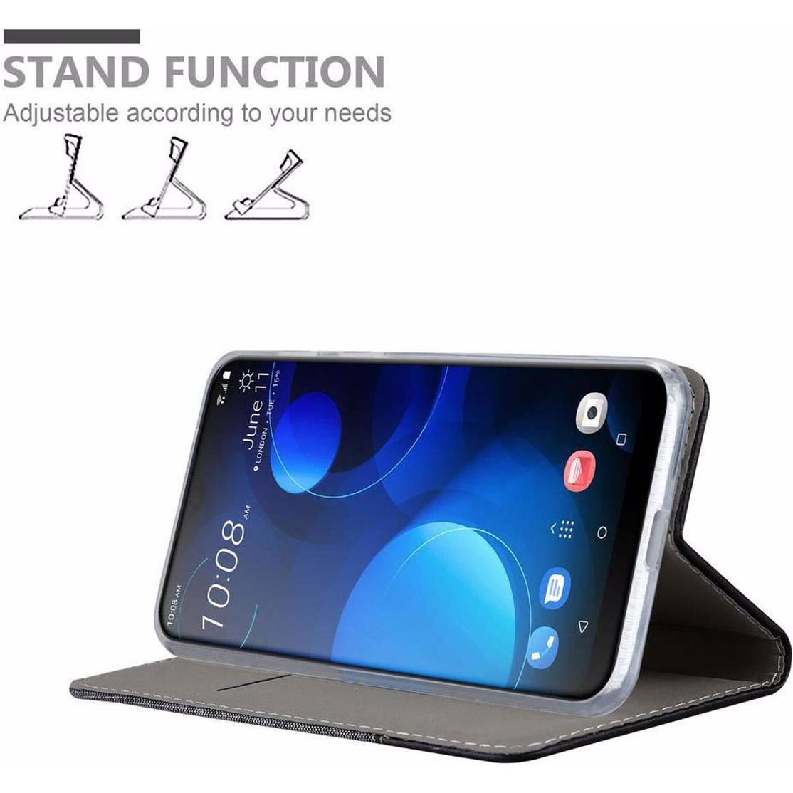 Thumbnail - Cadorabo Book Jeans Optik Cover (HTC Desire 19+), Smartphone Hülle, Grau