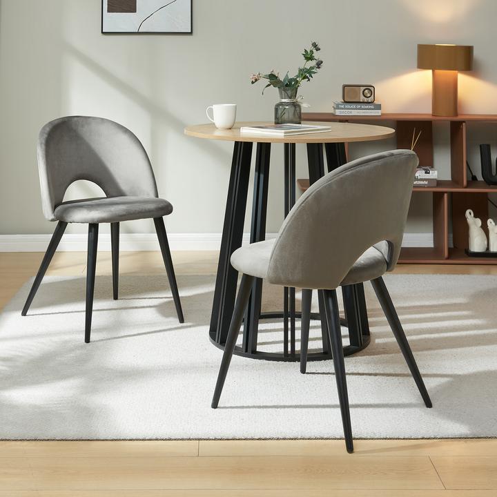 Image du produit En.Casa Esszimmerstuhl Karijoki 6er Set Samt Grau/Schwarz