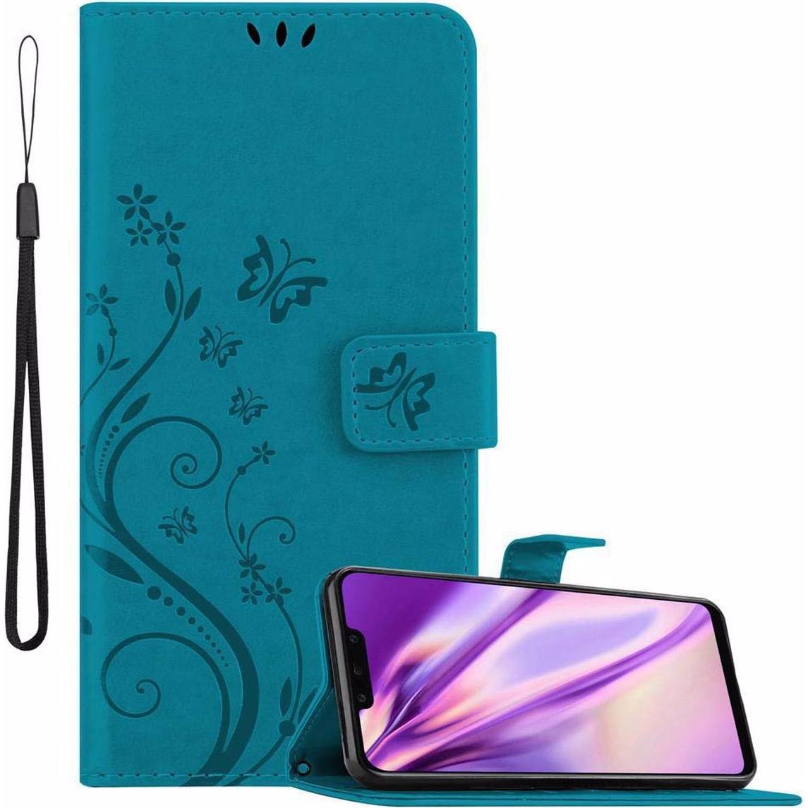 Cadorabo Flower Book Cover (Huawei Mate 20 Lite), Smartphone Hülle, Blau