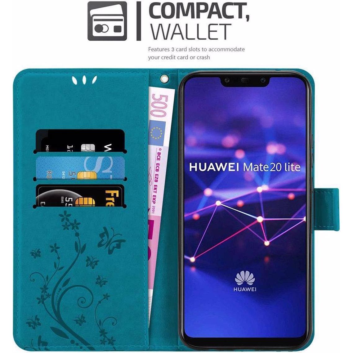 Thumbnail - Cadorabo Flower Book Cover (Huawei Mate 20 Lite), Smartphone Hülle, Blau