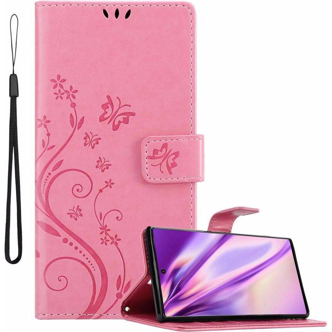 Cadorabo Flower Book Cover (Samsung Galaxy Note 10 Plus), Smartphone Hülle, Rosa