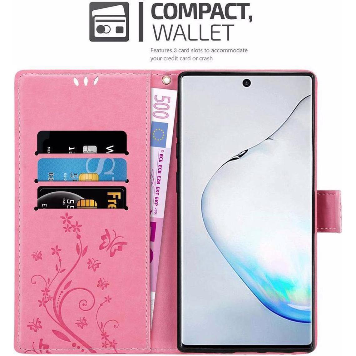 Thumbnail - Cadorabo Flower Book Cover (Samsung Galaxy Note 10 Plus), Smartphone Hülle, Rosa