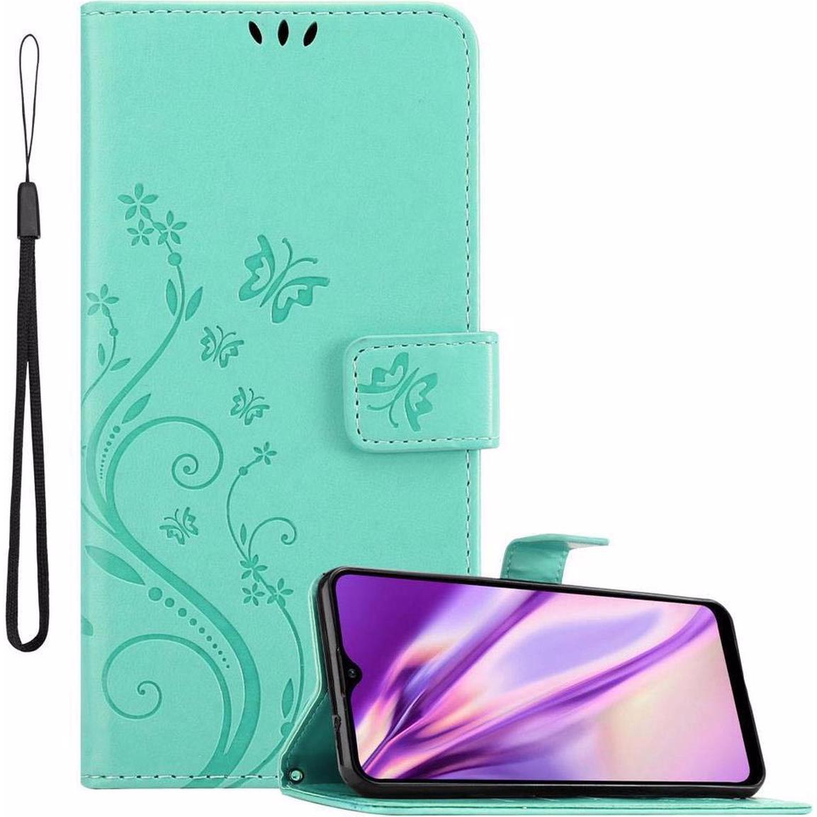 Cadorabo Flower Book Cover (Samsung Galaxy A20s), Smartphone Hülle, Türkis