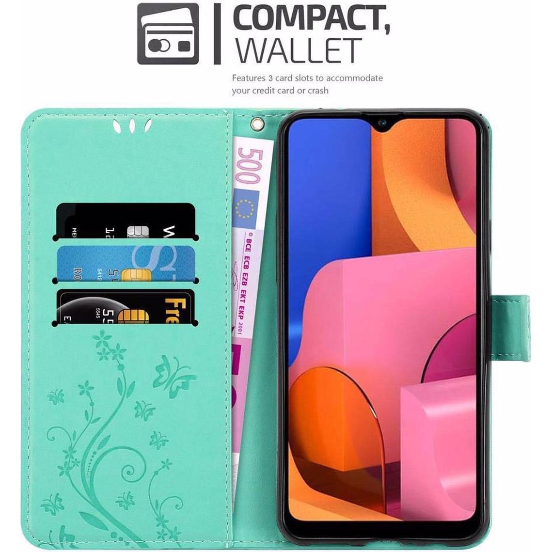 Thumbnail - Cadorabo Flower Book Cover (Samsung Galaxy A20s), Smartphone Hülle, Türkis
