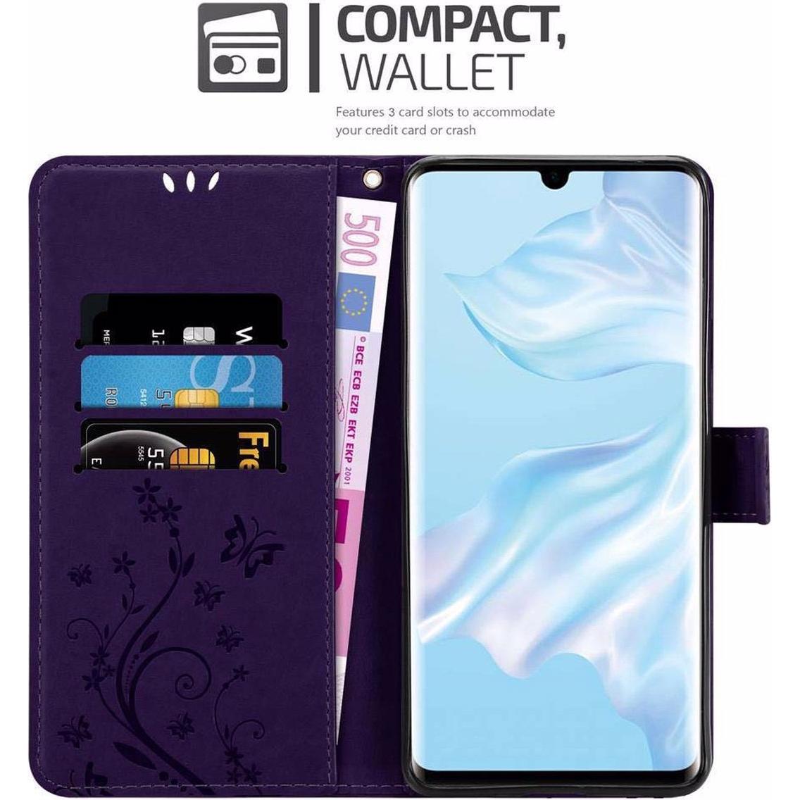 Thumbnail - Cadorabo Flower Book Cover (Huawei P30 Pro), Smartphone Hülle, Violett