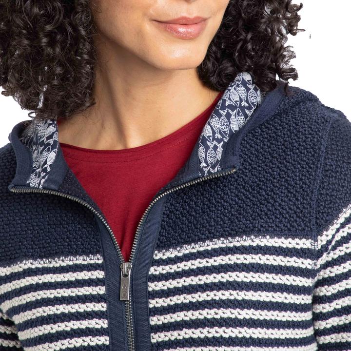 Immagine prodotto Weird Fish Bianca Felpa con Cappuccio e Zip Intera A Strisce Ecologica Donna (42)