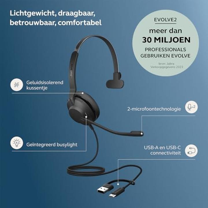 Actual product image Jabra Evolve2 30 SE (Cable, USB-A)
