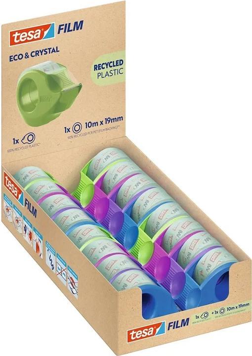 Actual product image tesa ECO & CRYSTAL, 1 roll 10mX19mm blister,with dispenser (19 mm)