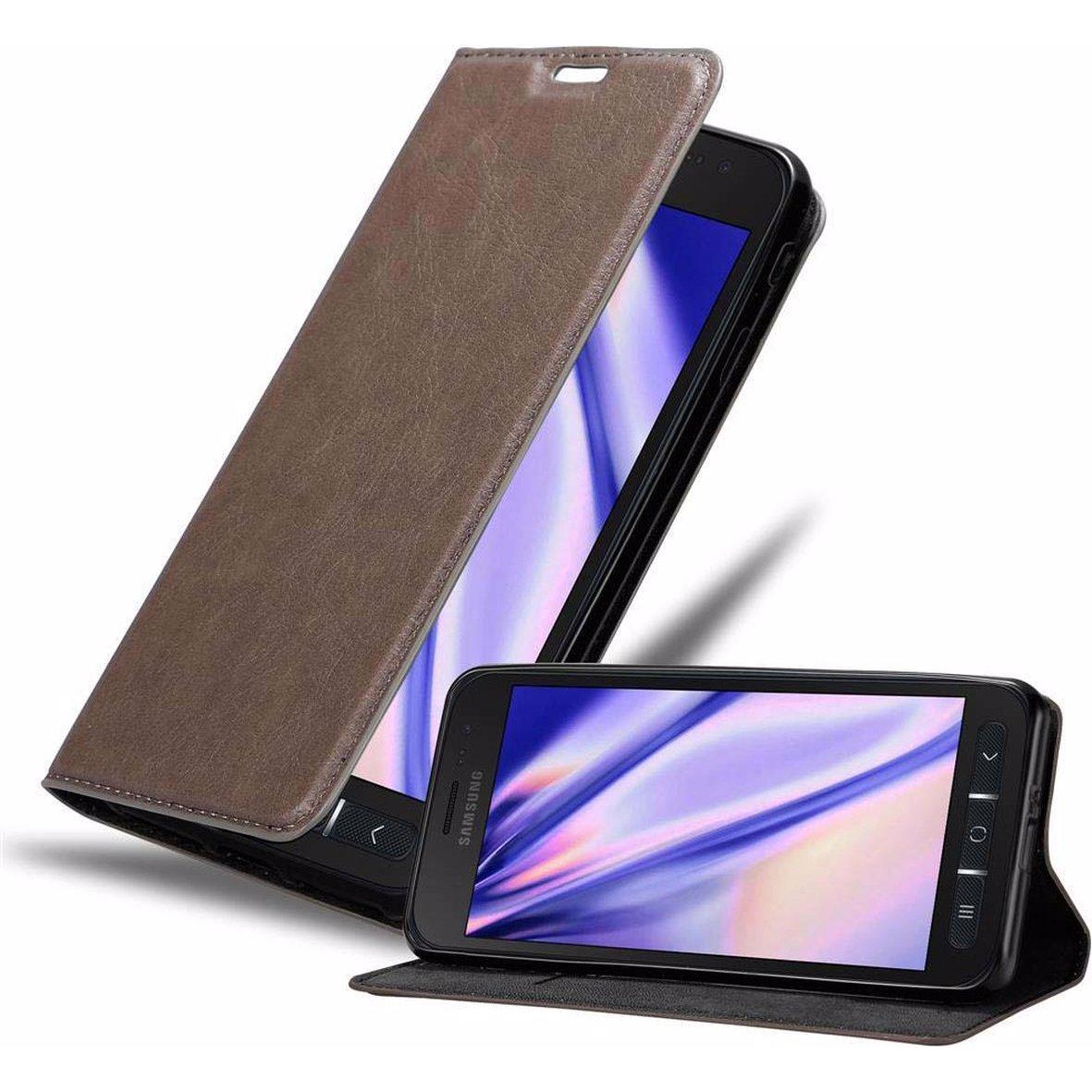Cadorabo Book Invisible Magnet Cover (Samsung Galaxy Xcover 4), Smartphone Hülle, Braun
