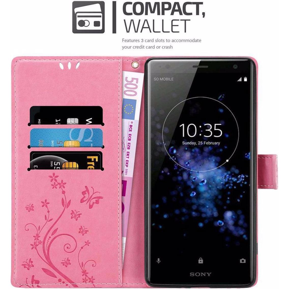 Thumbnail - Cadorabo Flower Book Cover (Sony Xperia XZ2), Smartphone Hülle, Rosa