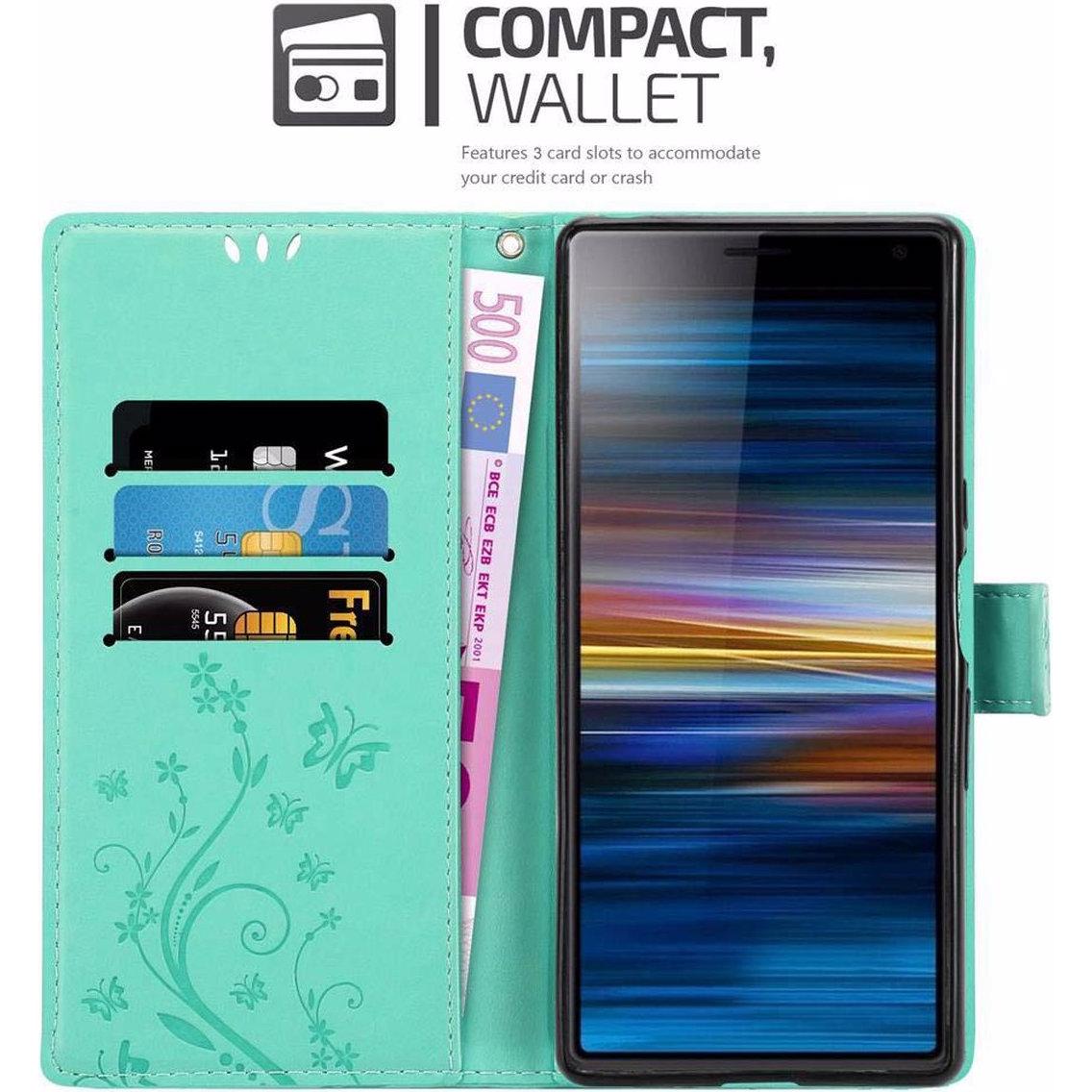 Thumbnail - Cadorabo Flower Book Cover (Sony Xperia 10, Sony Xperia XA3), Smartphone Hülle, Türkis