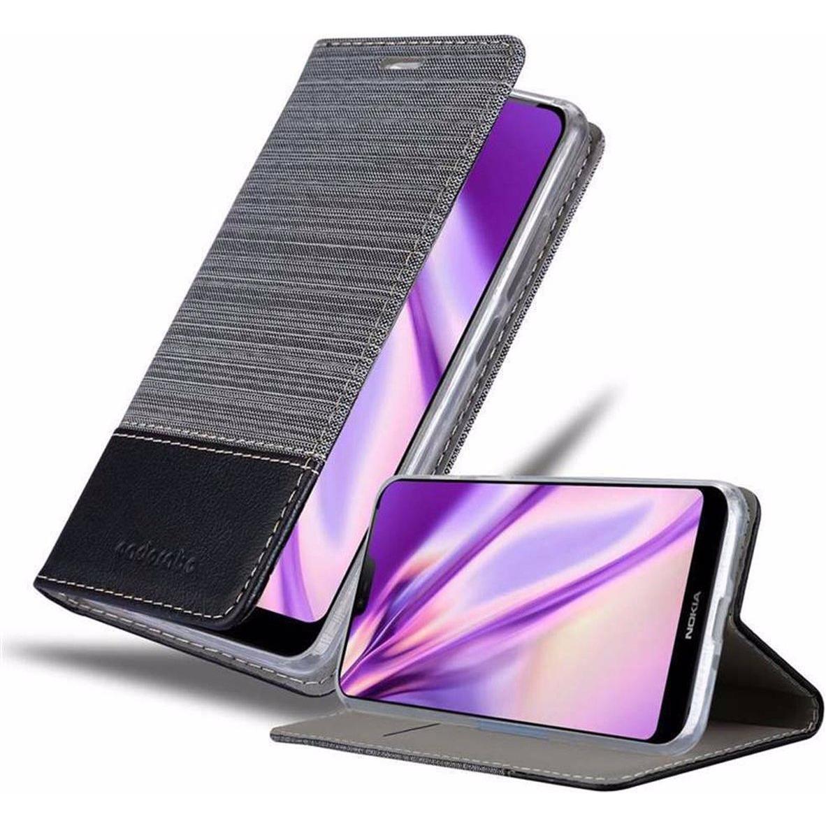 Cadorabo Book Jeans Optik Cover (Nokia 7.1), Smartphone Hülle, Grau