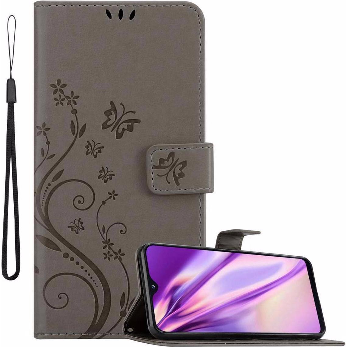 Cadorabo Flower Book Cover (Samsung Galaxy A10e), Smartphone Hülle, Grau
