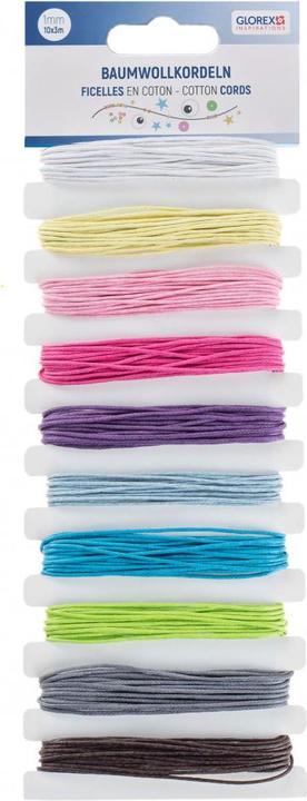 Glorex Cordons de coton 10 couleurs