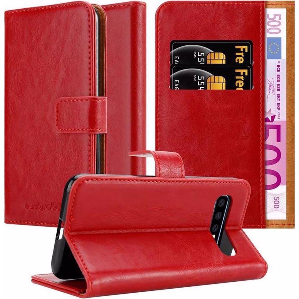 Cadorabo Book Luxury Cover (Samsung Galaxy S10+), Smartphone Hülle, Rot