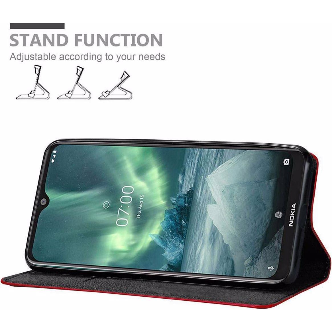 Thumbnail - Cadorabo Book Invisible Magnet Cover (Nokia 7.2), Smartphone Hülle, Rot