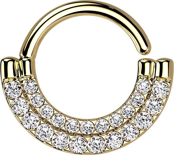 Immagine prodotto Star Piercing Anello Micro Piercing Placcato oro 14k Scudo Doppio Cristalli Anteriori Argento (Ottone)