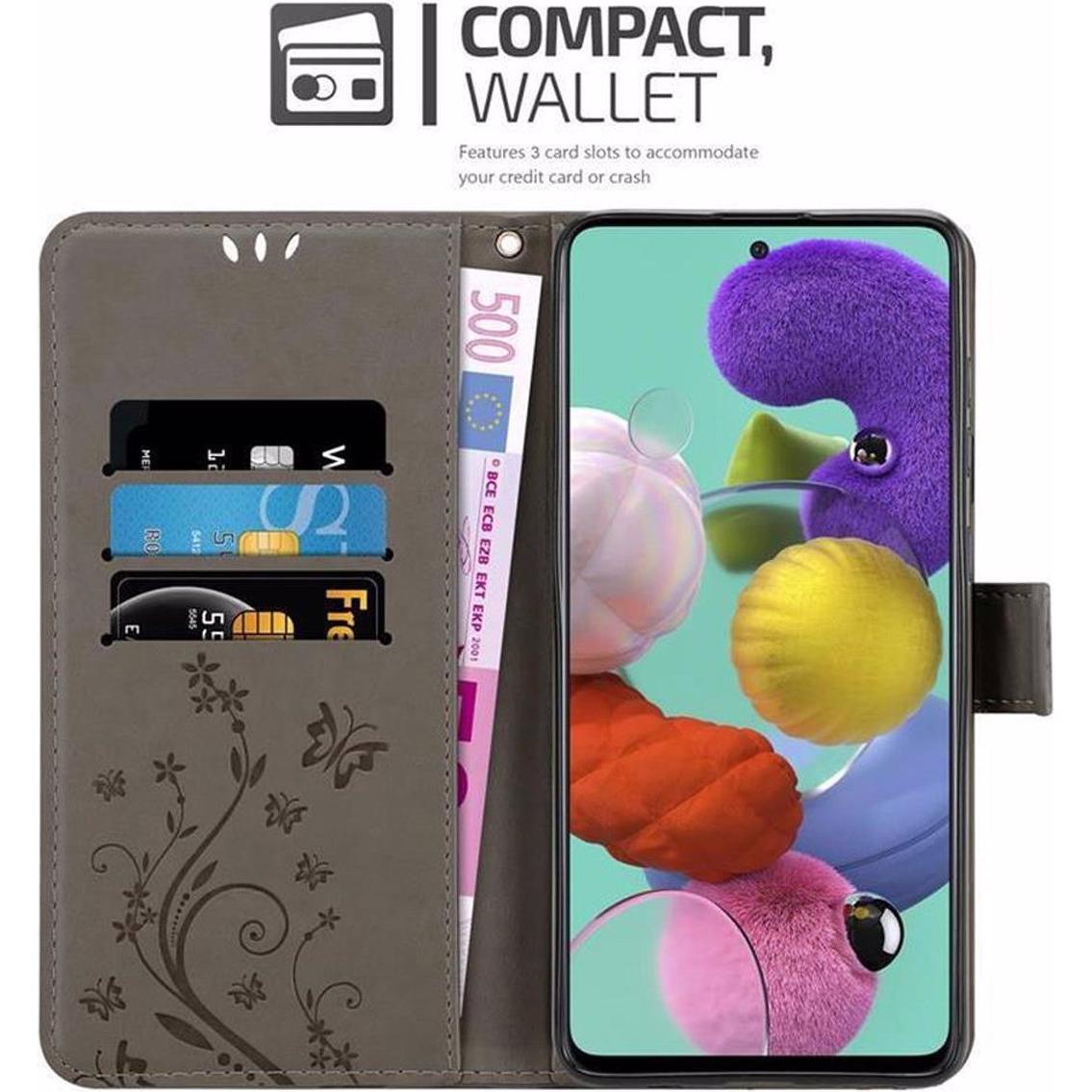 Thumbnail - Cadorabo Flower Book Cover (Samsung Galaxy M40s), Smartphone Hülle, Grau