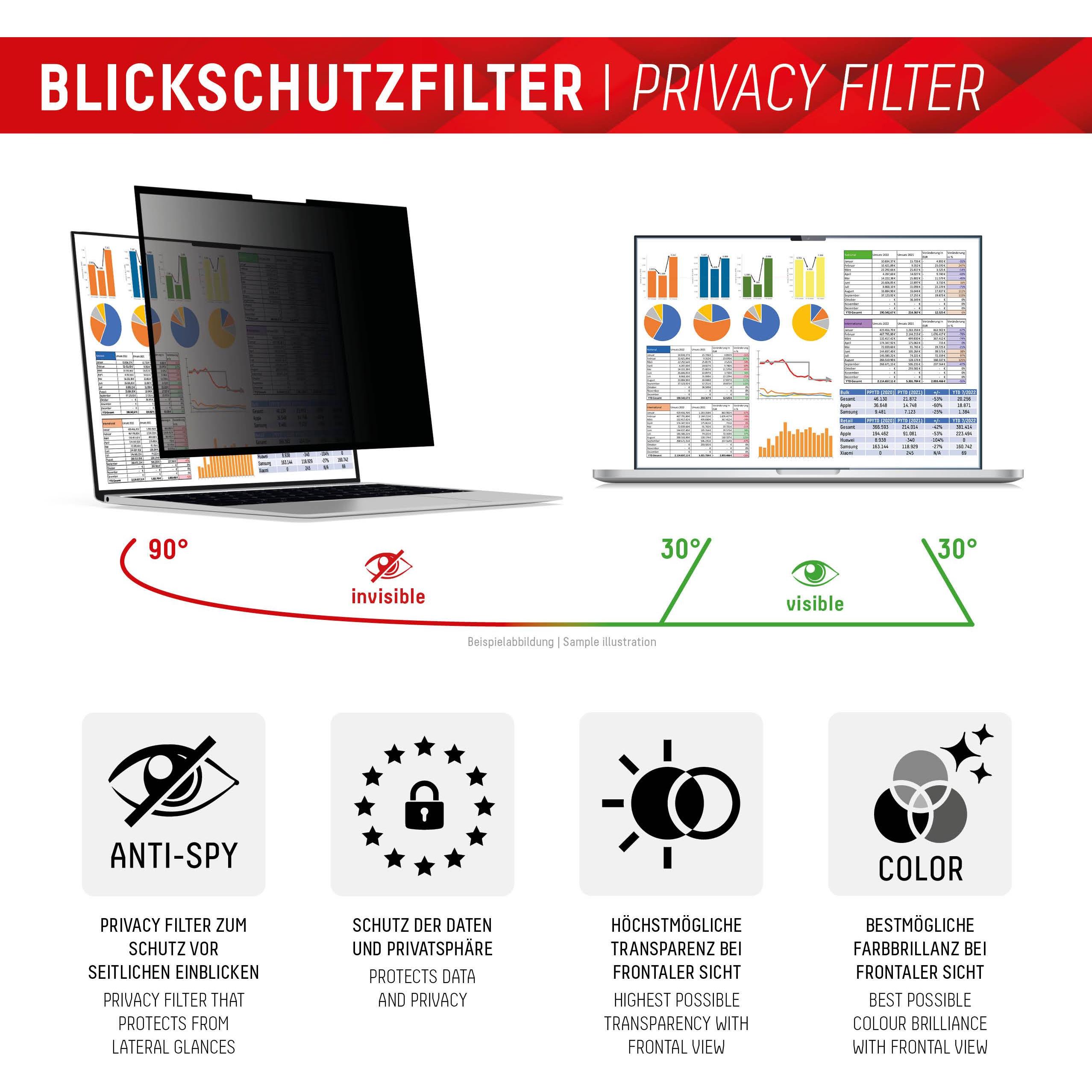Thumbnail - Displex Privacy Safe randlos, Laptop Blickschutzfilter (14", 16 : 10), Notebook Schutzfolie