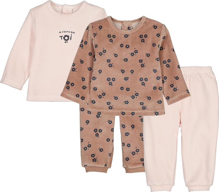 Produktbild La Redoute Collections 2er-Pack Samt-Pyjamas mit Blumen (74, 80)