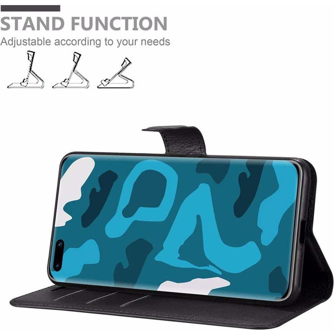 Thumbnail - Cadorabo Book mit Standfunktion Cover (Huawei P40 Pro+), Smartphone Hülle, Schwarz