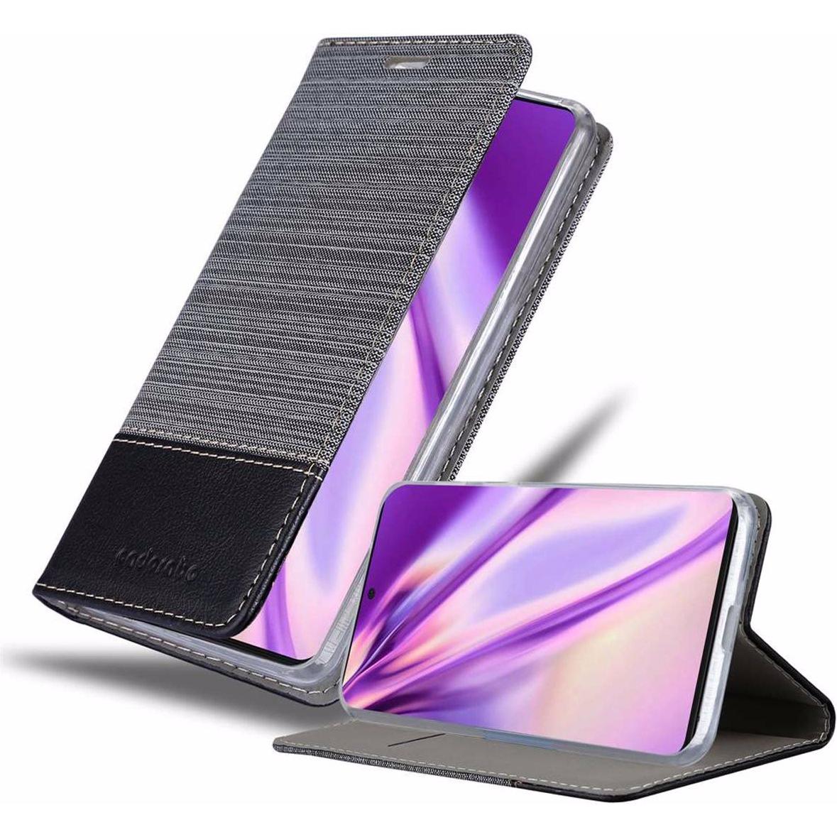 Cadorabo Book Jeans Optik Cover (Samsung Galaxy A91), Smartphone Hülle, Grau