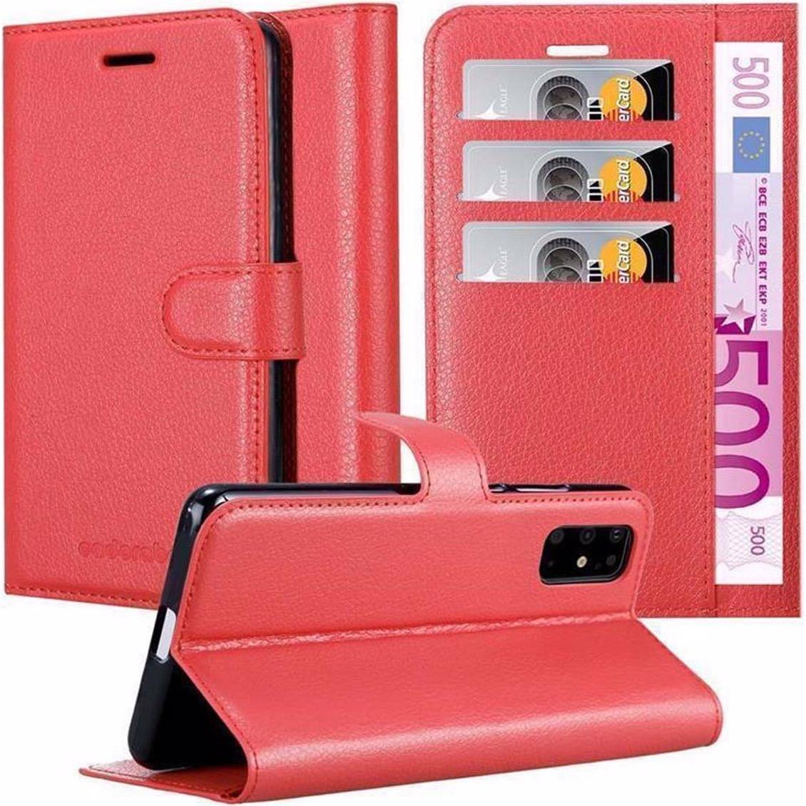 Cadorabo Book mit Standfunktion Cover (Samsung Galaxy S20+), Smartphone Hülle, Rot