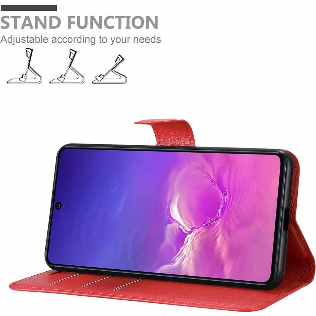 Thumbnail - Cadorabo Book mit Standfunktion Cover (Samsung Galaxy A91), Smartphone Hülle, Rot