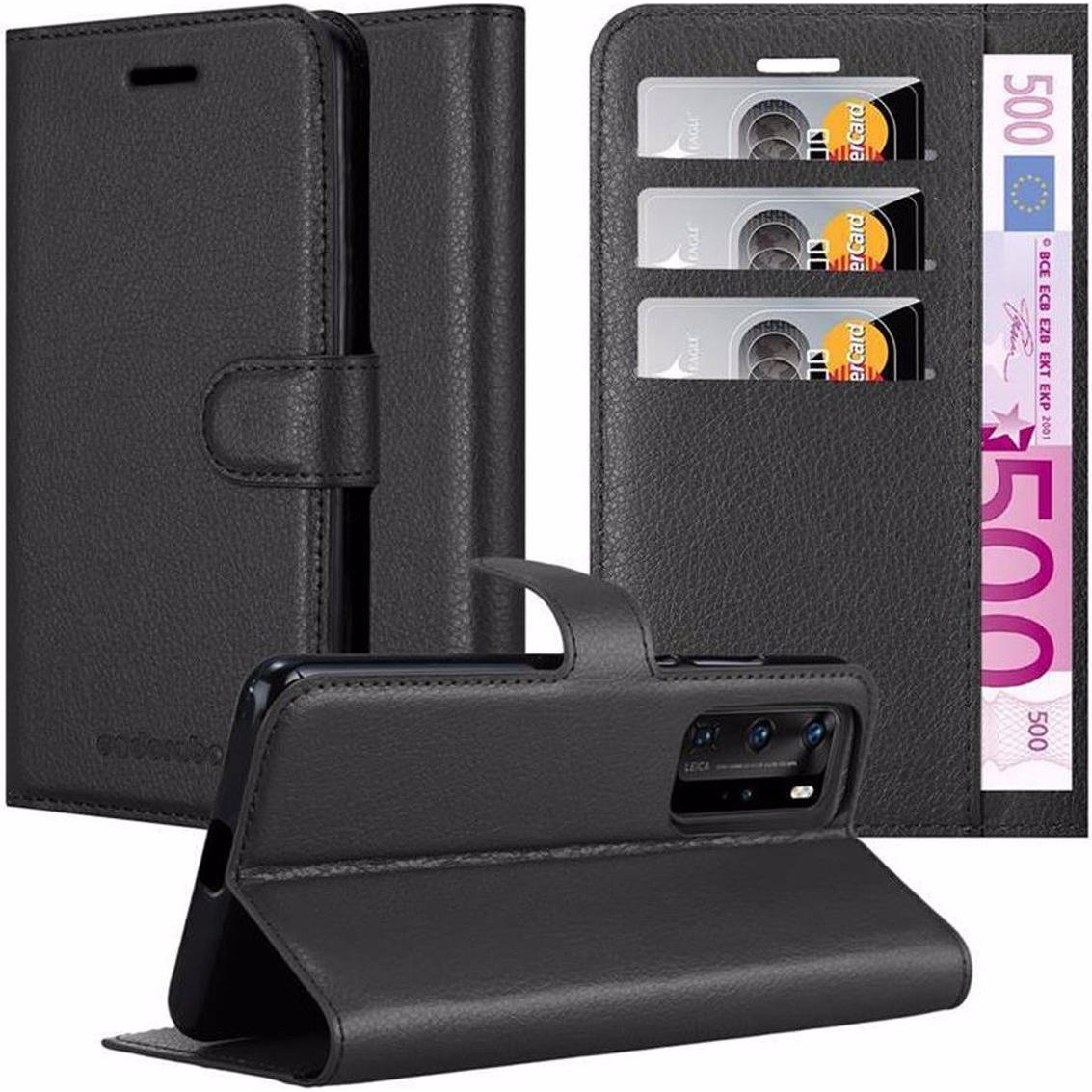 Cadorabo Book mit Standfunktion Cover (Huawei P40), Smartphone Hülle, Schwarz