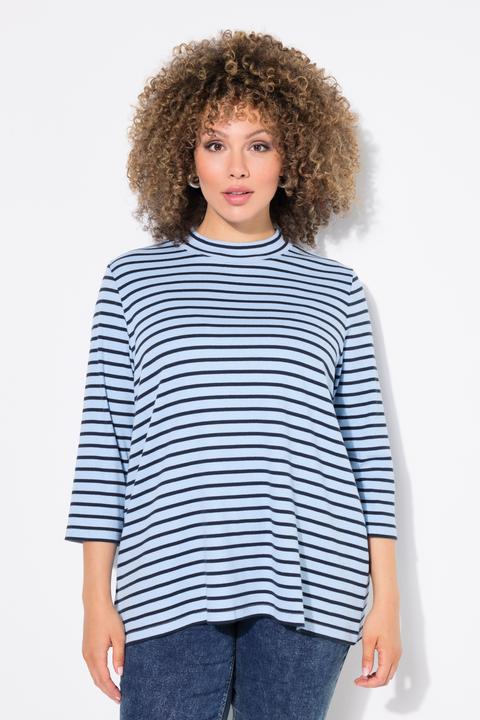 Produktbild Ulla Popken Shirt, Ringel, A-Linie, Stehkragen, 3/4-Arm (50, 52)