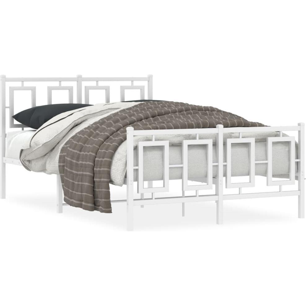 VidaXL, Bett, Bettgestell Kopfteil Fussteil Bett Metallbett Doppelbett Weiss 120x200cm (120 x 200 cm)