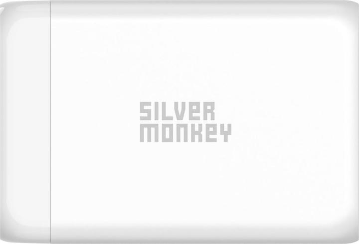Immagine prodotto Silver Monkey SMA152 Caricatore GaN da 130W 3xUSB-C PD USB-A QC 3.0 con cavo di alimentazione staccabile - bianco (130 W)