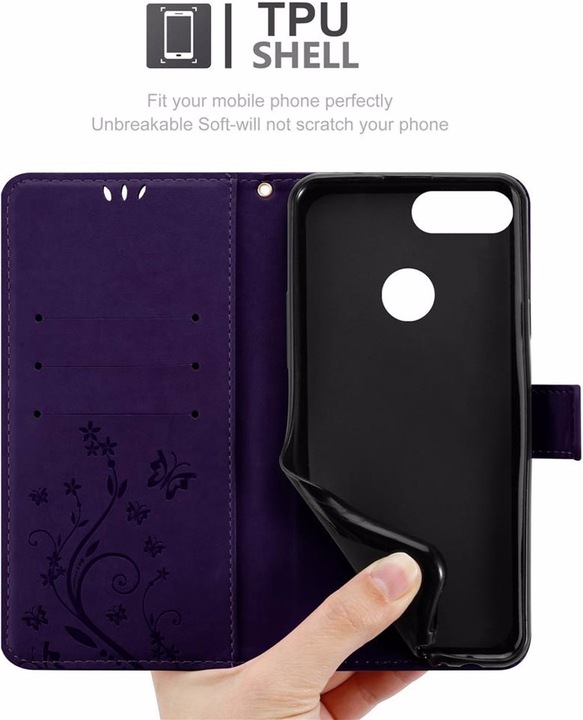 Actual product image Cadorabo Flower Book Cover (Huawei Enjoy 7S)