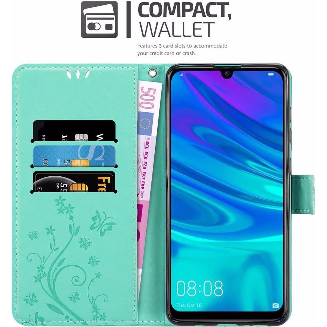Thumbnail - Cadorabo Flower Book Cover (Huawei P Smart (2019)), Smartphone Hülle, Türkis